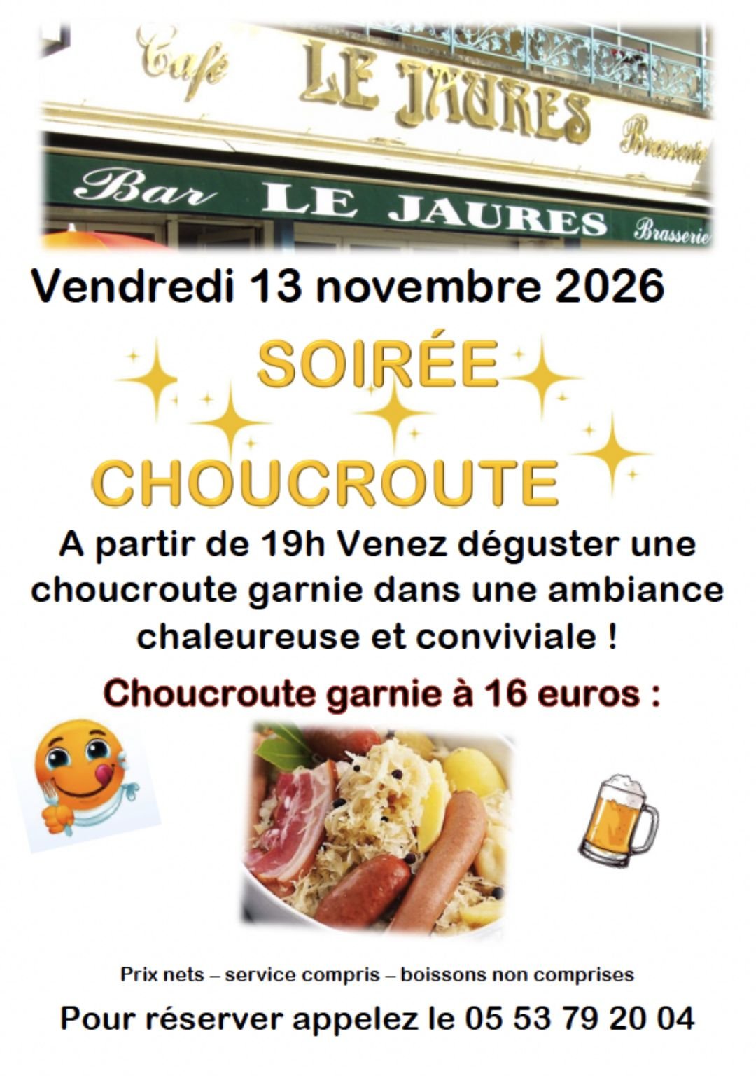 Soirée Choucroute - Brasserie Le Jaurès - Tonneins